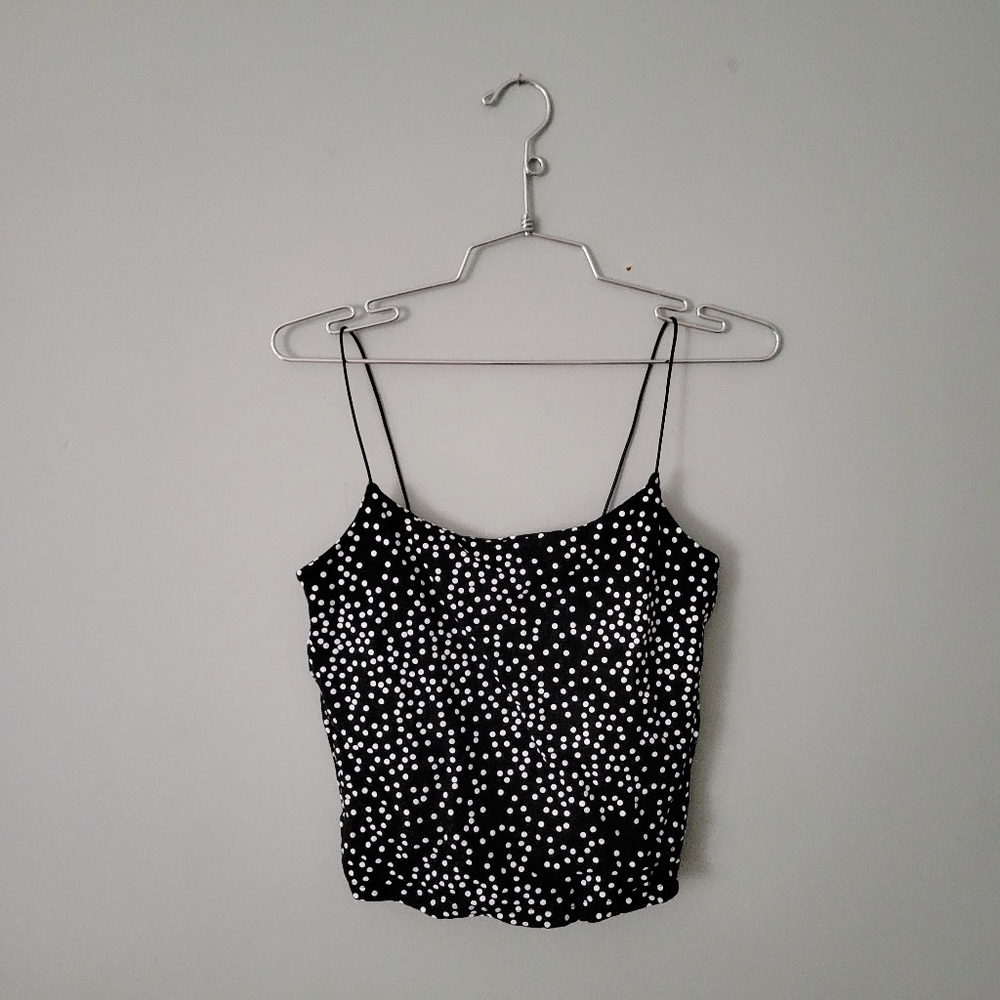 Primark Black & White Polka Dot Cropped Camisole, size XS